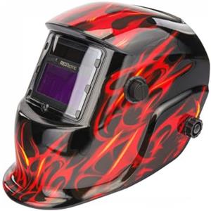 Powermat Maschera di saldatura professionale autooscurante a gradino 9/13 DIN nero Fiamme