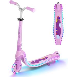 TONBUX Monopattino per Bambini da 3 a 12 Anni, con Ponte Illuminato e PU Ruote, 3 Livelli di Altezza Regolabile con Supporto, Leggero, Monopattino Bambini 3 Anni, Rosa + Viola