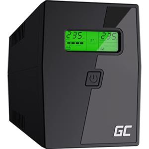 Green Cell® Gruppo di continuità UPS Potenza 800VA (480W) 230V Alimentatore protezione da sovratensioni line interactive AVR USB/RJ11 2X Schuko Uscite con Display LCD