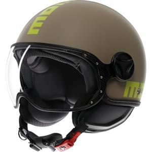 MOMO Design MOMODESIGN - FGTR CLASSIC E2206, Casco Jet, Casco Aperto per Moto e Scooter, per Uomo e Donna, Sabbia Opaco/Lime, S