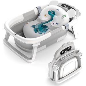 Glenmore Vaschetta Bagnetto Neonato,Vasca da Bagno Pieghevole con Cuscino Bagnetto Neonato Elementi Essenziali per i Neonati Vaschetta Bagnetto Bambini per Neonati e Bambini da 0 a 24 Mesi