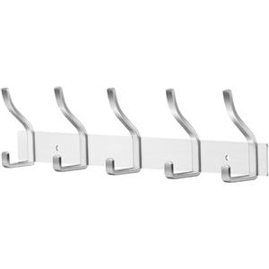 ZUIMENG Appendiabiti da Parete, Attaccapanni da Muro in Acciaio Inossidabile, Appendiabiti da Muro per Ingresso, Cameretta e Bagno (Argento, 5 Gancio 1Pcs)