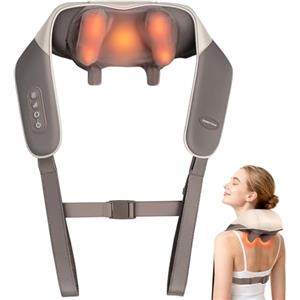ELEHOT-Store Massaggiatore Cervicale Shiatsu, Senza Fili con Batteria 2600mAh, Tecnologia 4D e Calore a 2 Livelli, per Collo, Spalle e Schiena