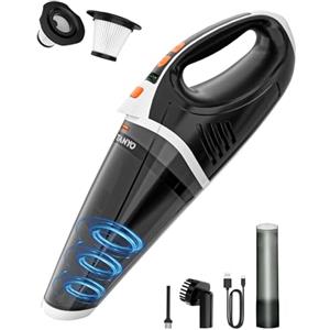 TANYO Aspirabriciole Senza Fili Potente, 12000Pa Aspirapolvere Auto Portatile con LED, 2 Velocità Mini Aspirapolvere, Ricaricabile Aspiratore Auto per Capelli, Auto, Casa, Ufficio, Cucina