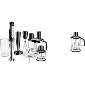Braun MultiQuick 7 MQ7087X Frullatore Immersione, Minipimer, Dotazione Robot da Cucina da 1,5L, Nero & Tritatutto, Accessorio per Frullatore con Sistema Easy Click Plus e Manico
