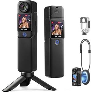 SJCAM C300 Action Cam 4K(Senza memoria),Vlog Camera con Stabilizzazione 6-Assi,Doppio Schermo Touch,7Ore di Autonomia, Impermeabile 30M, Grandangolo 154° Microfono Integrato,Nero