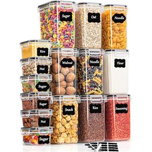 GoMaihe Contenitori Alimentari per Cereali Set 15 Pezzi, Ermetici, Plastica con Coperchio per Alimenti, Utilizzato per la Conservazione di Cereali, Muesli, Farina
