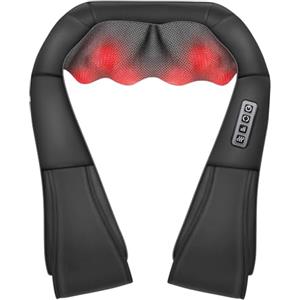 Jileson Shiatsu Massaggiatore Collo Spalle Elettrico Tessuto Profondo 4D Massaggiante con Calore Massaggio Schiena per Gambe Sollievo Dolore Muscolare Corpo Casa Ufficio Auto (Nero - 4 pulsanti)