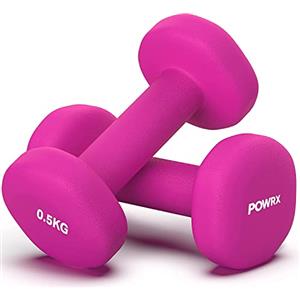 POWRX Manubri Pesi Neoprene 0,5-5 kg - Ideali per Esercizi di »Functional Fitness« in casa e Palestra - Presa Antiscivolo e Colore/Peso a Scelta + PDF Workout, cavigliere pesi 2 kg