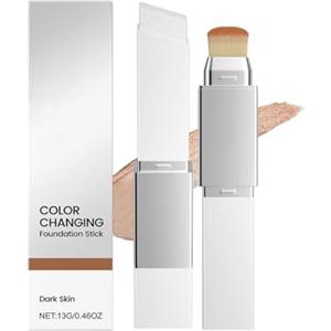Clawrex Color Changing Foundation Stick, fondotinta cambia colore con spazzola, primer con copertura medio-piena e a lunga durata, correttore naturale per fondotinta (scuro)