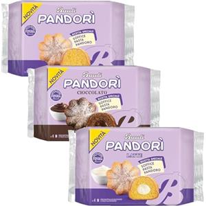 Generico 3 X BauIi Pandorì Mini Pandorino 1 classico - 1 crema al Latte - 1 al cioccolato Zucchero a Velo 150g Ideale per grandi e piccini prodotto dolciario da forno