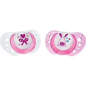 Chicco Succhietto Physio Air in Caucciù, Ciuccio per Bimba, 0-6 Mesi, 2 Pezzi, Colori Assortiti
