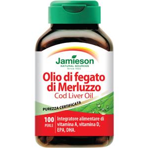 Jamieson Olio di Fegato di Merluzzo - Integratore Alimentare 100 Perle con Vitamina A, D3, EPA e DHA