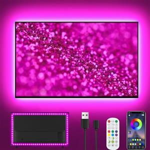 Ylatoial Striscia LED TV Retroilluminazione Intelligente 5M, 16M Colori Luce Led, App+Telecomando, Sincro Musica, USB, TV 50"- 75", Home Theater/Gaming