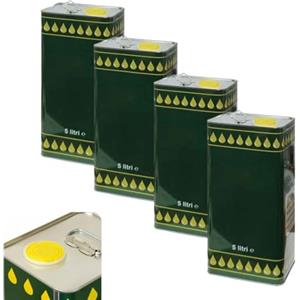 Generico Lattina Latta Contenitore Tanica in Metallo per Olio da 5 Litri Lt vuota con tappo 4 Pezzi