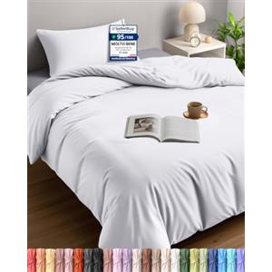 Utopia Bedding Copripiumino Singolo 135x200 cm, Bianco | Microfibra Copripiumino 135x200 cm con 1 Federe 50x75cm, Certificato Oeko-TEX, facile da montare, ideale per case e hotel
