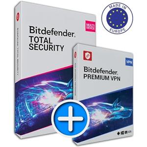 Bitdefender Total Security + Premium VPN | Antivirus Completo e Protezione della Privacy Online | Sicurezza Multi-Dispositivo per Windows, macOS, Android e iOS