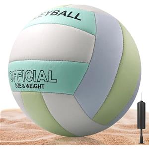 Vaileal Palline da pallavolo formato ufficiale 5: beach volley con gonfiatore, morbide palline da pallavolo in PU per interni ed esterni, gioco di sabbia, pallavolo per adolescenti, adulti, principianti