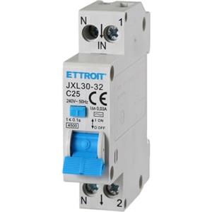 ETTROIT INTERRUTTORE MAGNETOTERMICO DIFFERENZIALE SALVAVITA PER BARRA DIN 1 MODULO 1P+N 25A C25 240V 30mA 4.5KA