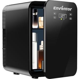 Enventor Frigorifero Piccolo 10L (Nero), Mini Frigo da camera con Raffreddamento e Riscaldamento, 12V/220V, Display LCD, Frigorifero Portatile per Auto, Cosmetici, Bevande, Frutta