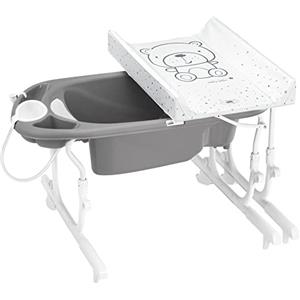 CAM Il Mondo del Bambino - art.C518/C247 - Bagnetto Idro Baby Estraibile - made in Italy - da 0 a 11 kg - TEDDY GRIGIO