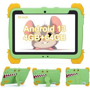 C idea 10,1 pollici per bambini tablet, schermo FHD 1280 x 800, 4 GB di RAM + 64 GB di ROM, batteria 6000 mAh, controllo genitoriale, Wi-FI, Bluetooth, tablet Android per bambini da 3 a 12 anni (verde