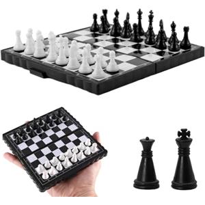 Dunkwckore Dunkwckor Scacchiera Portatile, Scacchi Professionale, Scacchiera Magnetica Pieghevole, Mini Chess Board, Scacchi Educativo, Dama Gioco da Tavola Viaggio per Bambini, Adulti, Festa in Famiglia