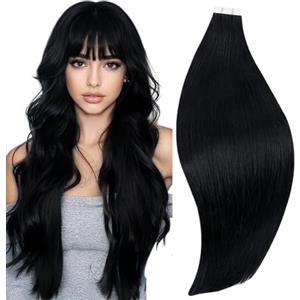 RUNATURE Extension Capelli Veri Biadesivo Nero 20pcs 45cm Lisci 50g #1