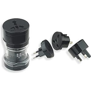 MALEDETTA BATTERIA Adattatore Universale da Viaggio a 2 poli | 3 in 1 | Compatibile con prese e spine EU - USA - AUS - UK | Input 100V - 250V | 10A max.