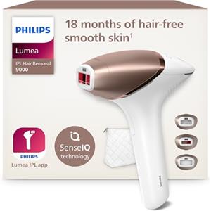 Philips Lumea 9000 Series, dispositivo di epilazione IPL, alternativa ai dispositivi di epilazione laser, SenseIQ, 3 accessori per viso, corpo e zone di precisione, con e senza filo, BRI955/00