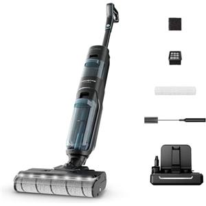 Rowenta X-Clean 5, Lavapavimenti Senza Fili, Aspira e Lava fino a 50 Minuti, Tecnologia Smart, Autopulizia e Asciugatura a 60°, con Assistente Vocale e Accessori Inclusi, Colore Nero Gama, GZ5555
