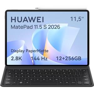 HUAWEI MatePad 11.5 S 2026 Tablet con Display PaperMatte ultra-luminoso 2.8K 144Hz, 12+256GB, Batteria da 8800 mAh, SuperCharge, con M-Pencil Pro e Tastiera Removibile Versione IT, Garanzia di 30 mesi