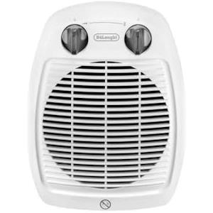 De'Longhi Hva 3220 Termoventilatore Verticale, Silenzioso, 2 Manopole, 2 Potenze, Protezione Antigoccia, Termostato, Maniglia, Protezione Antigelo, Doppio Isolamento, Piccole Dimensioni, Bianco