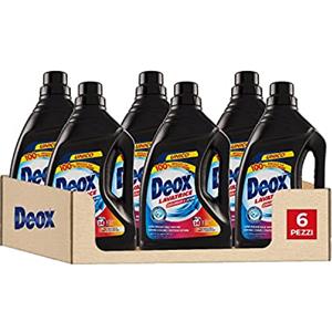 Deox - Detersivo Lavatrice Liquido Colorati e Scuri, 144 Lavaggi, Smacchia e Ravviva i Colori, con Tecnologia Anti-Transfer, 1200ml x 6 Confezioni