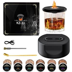 Spalivivre Kit per Affumicatore Elettrico da Cocktail, Affumicatore per Whisky Ricaricabile con 6 Trucioli di Legno, per Compleanni, Natale, Regalo per Papà, Marito