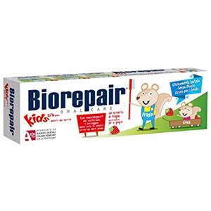 Biorepair Kids Denti da Latte Dentifricio Per Bambini 0-6 Anni Senza Fluoro Con Estratto di Fragola 50 Ml 2 Pezzi