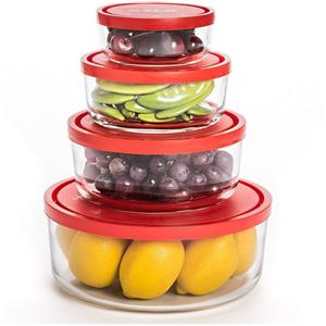 Bormioli Rocco Gelo Box - Set di 4 Contenitori in Vetro con Coperchio, Resistente al Freddo e Microonde