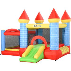 Outsunny Castello Gonfiabile Gigante per Bambini 3-8 Anni con Scivolo, Piscina e Canestro - Dimensioni 280x260x210cm