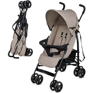 kk Kinderkraft Kinderkraft TIK Passeggino Leggero, Solo 6,5 Kg, Passeggino a ombrello Passeggino Da Viaggio, Facile Da Piegare, Schienale Regolabile In Posizione Sdraiata, Copertura Antipioggia, Beige