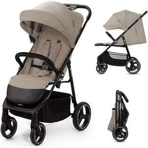 kk Kinderkraft Kinderkraft TRIG 3 Passeggino Leggero, Pieghevole, Posizione Distesa, Posizione Reclinata, Sospensione 4 Ruote, Cinture di sicurezza a 5 punti, Bambini, Fino a 22 kg, Beige
