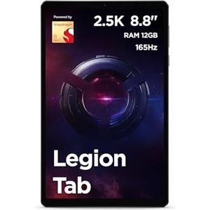 Lenovo Legion Tab Tablet - Display 8.8" 2.5K (2560x1600) 165Hz, Processore Qualcomm Snapdragon 8 Gen 3, RAM 12GB LPDDR5x, Memoria 256GB, Wi-Fi 7, Tablet Android 14 - Eclipse Black
