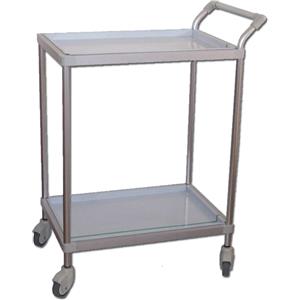 GIMA Carrello Deluxe - Lega leggera anodizzata, ripiani estraibili in acciaio inox, 4 rotelle girevoli, dimensioni 65x45xh 80 cm