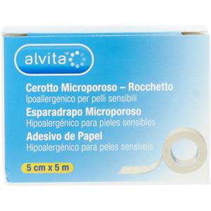Alvita Cerotto Microporoso Ipoallergenico in Rocchetto 5cm x 5m - Nastro Sintetico Permeabile