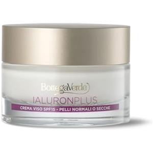 Bottega Verde - Ialuron Plus, Crema Viso Antirughe e Antietà, 50 ml, con Acido Ialuronico, SPF 15, Azione Idratante e Ricompattante, Pelli Normali o Secche