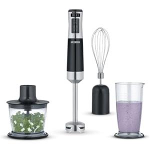 SEVERIN Frullatore a Immersione, 600W, Velocità Regolabile, Funzione Turbo, Asta Removibile, Set Accessori con Frusta e Tritatutto, BPA Free, 39,0 x 6,0 x 6,0 cm, Nero/Inox - SM 3772