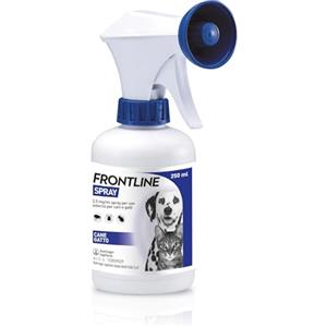 FRONTLINE Spray 250 ml, Antiparassitario per Cani e Gatti e Cuccioli dal Secondo Giorno di Vita, a Lunga Durata, Elimina e Protegge da Zecche, Pulci e Pidocchi