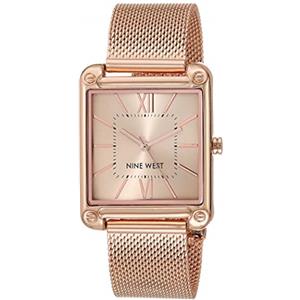 Nine West - Orologio da donna con cinturino in maglia mesh, Oro Rosa