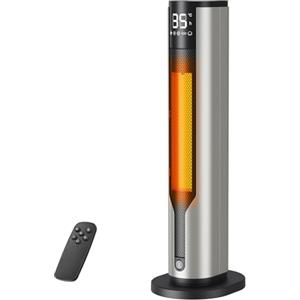 Neqraxis Stufetta Elettrica Basso Consumo 2000W, Termoventilatore da Bagno a Torre, Stufetta Elettrica da Bagno Cerámico PTC, Silenzioso con 3 Livelli, Timer 12H, 70° Oscillazione, Protezione Sicurezza, Casa