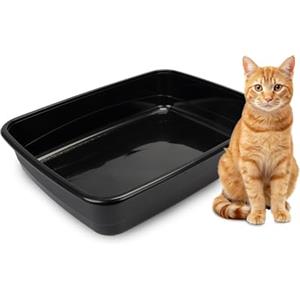 Ferplast Lettiera Gatto, Toilette per Gatti Grandi, in Plastica con Bordi Alti, Facile e Veloce da Pulire L 49,5 x W 64,5 x H 14,5 cm, Nero