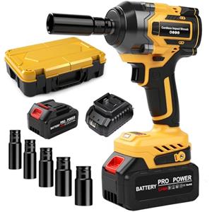 Telituny Avvitatore a percussione a batteria per pneumatici auto, professionale 650 Nm, 21 V, motore brushless da 1/2, avvitatore a percussione con batteria 2x litio, alto coppia, avvitatore a percussione con